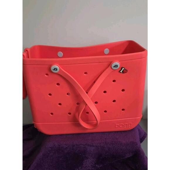 XL BOGG BAG COMBO Coral Large Tote Beach Bag With Cooler & Cup Caddy - Picture 2 of 11